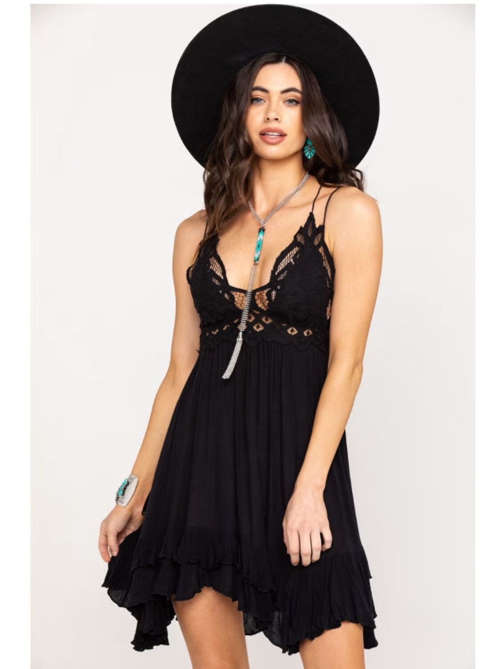 Rue 21  Black Lace-Detail Flowy  Dress
